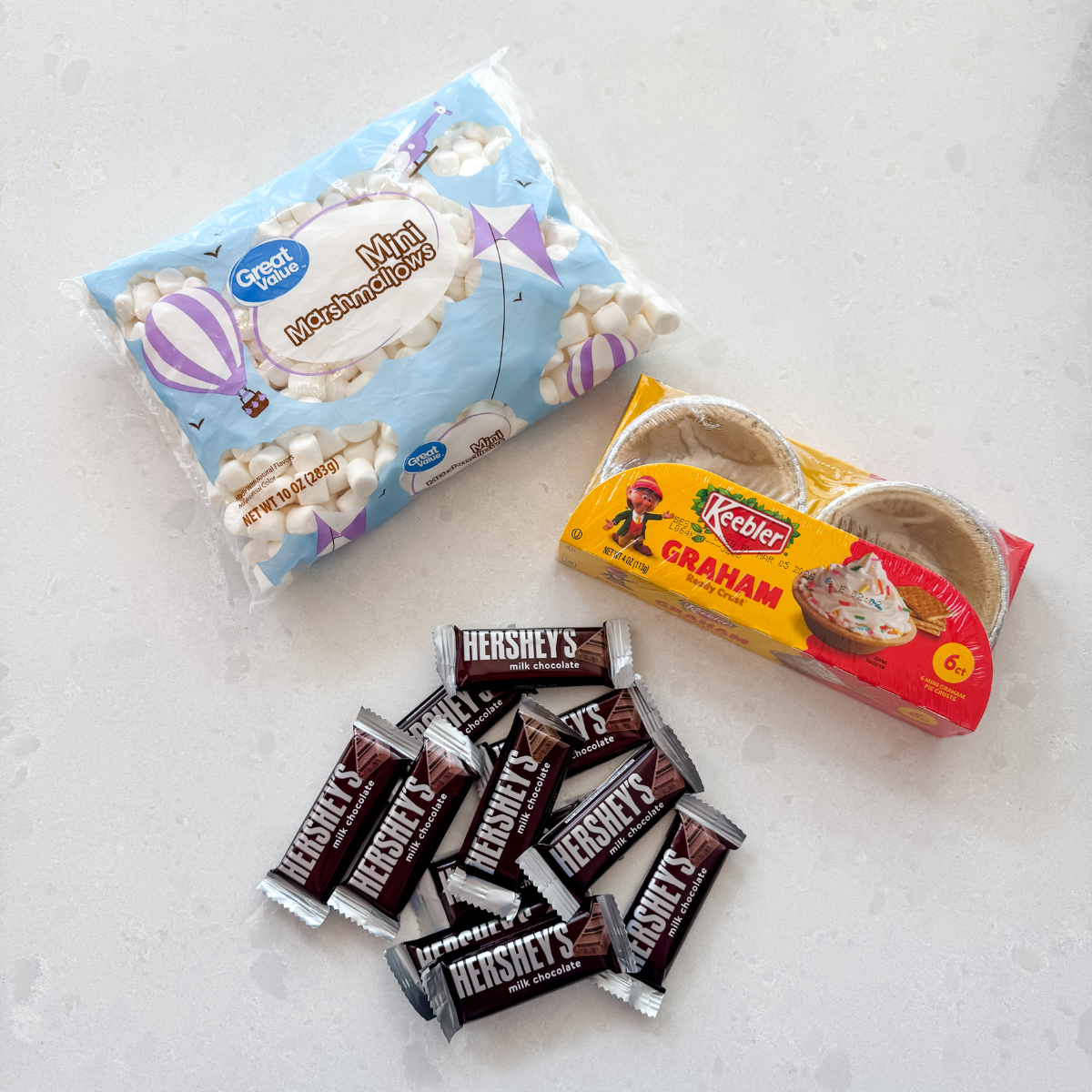 ingredients for the mini s'mores pies