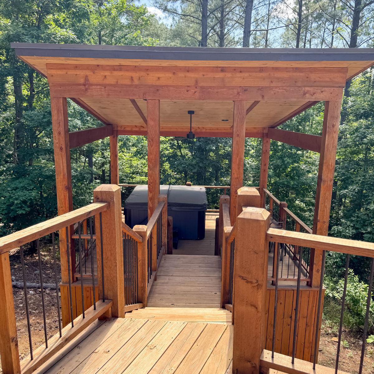 Hot tub area of the Rustic Haven cabin