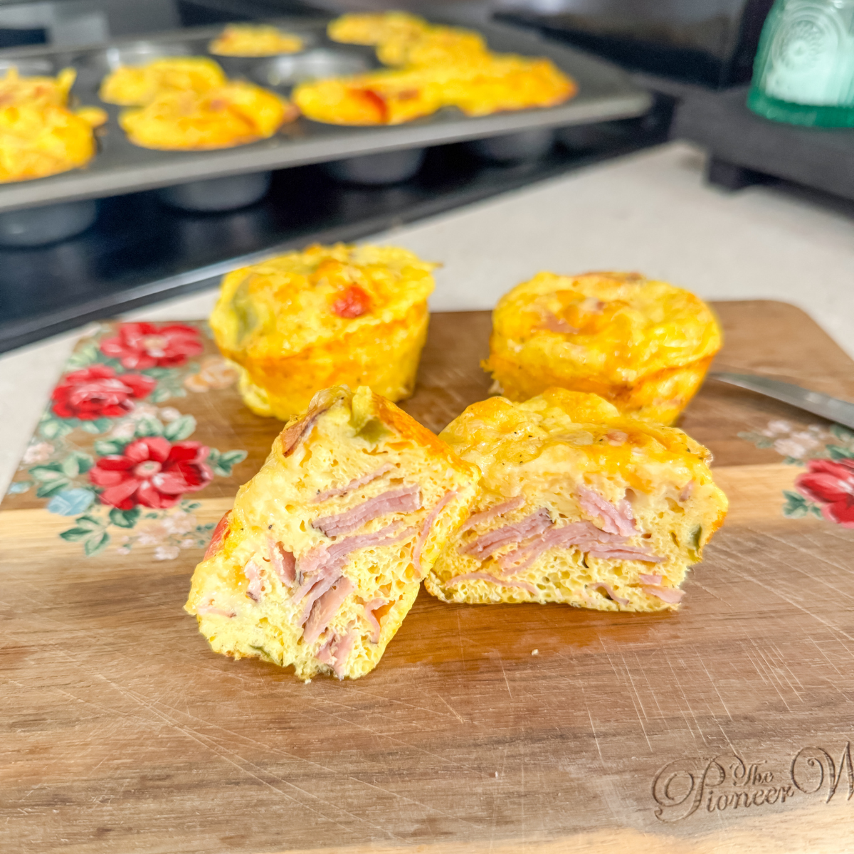 ham and cheese egg muffin cut in half