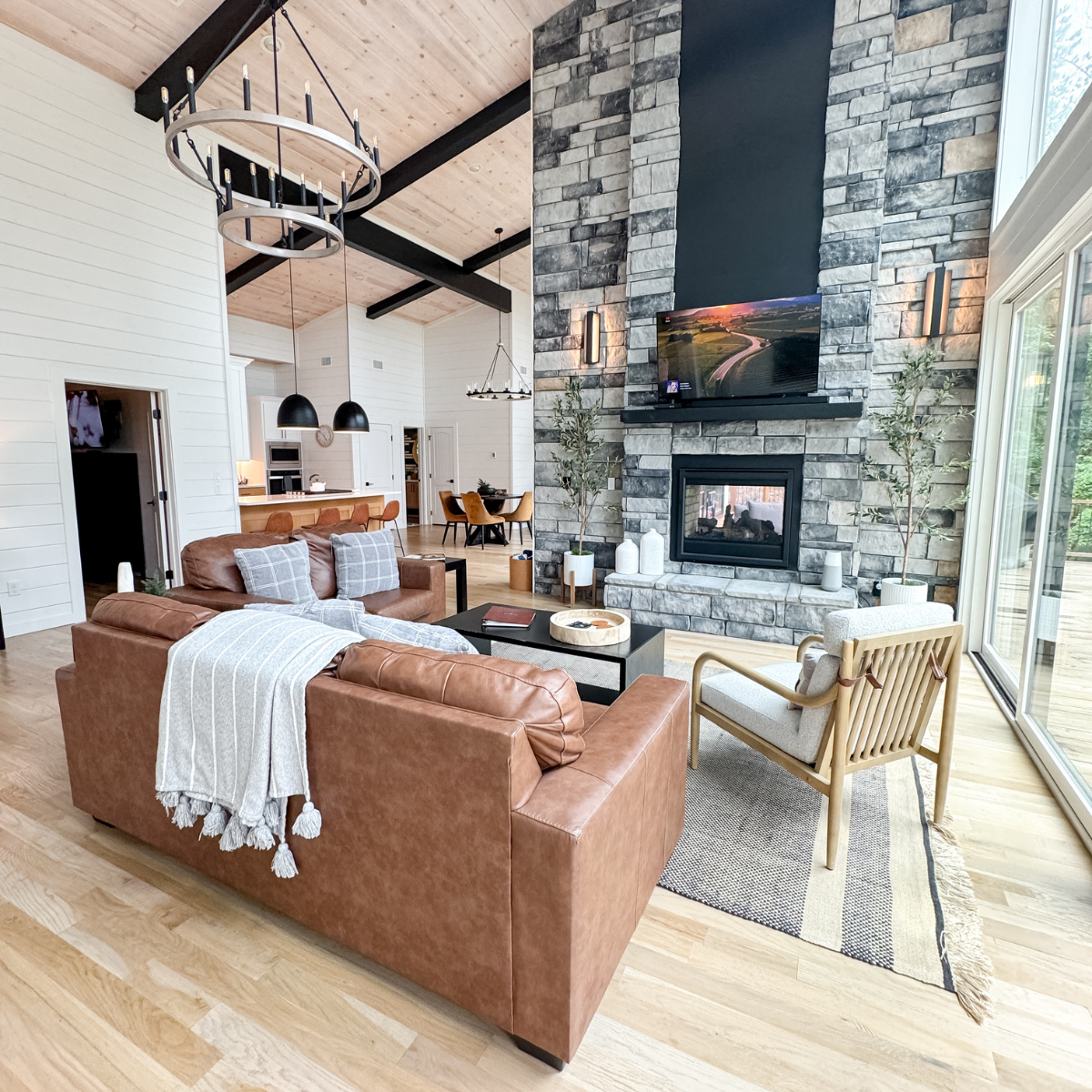 living room of the Rustic Haven cabin