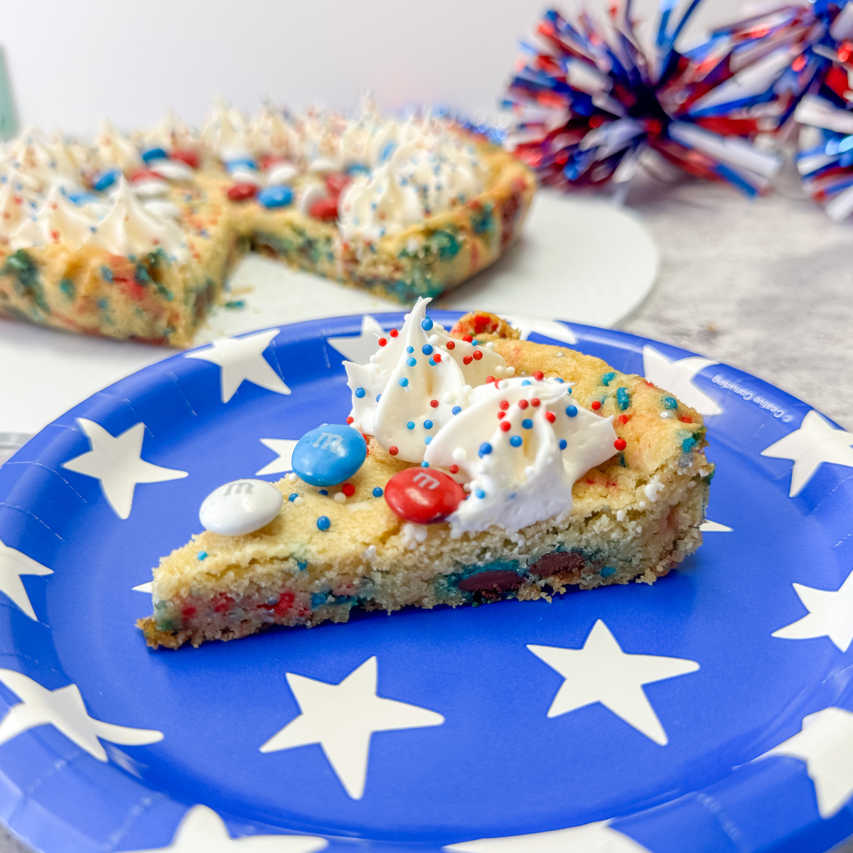 slice of a 4th of july sugar cookie
