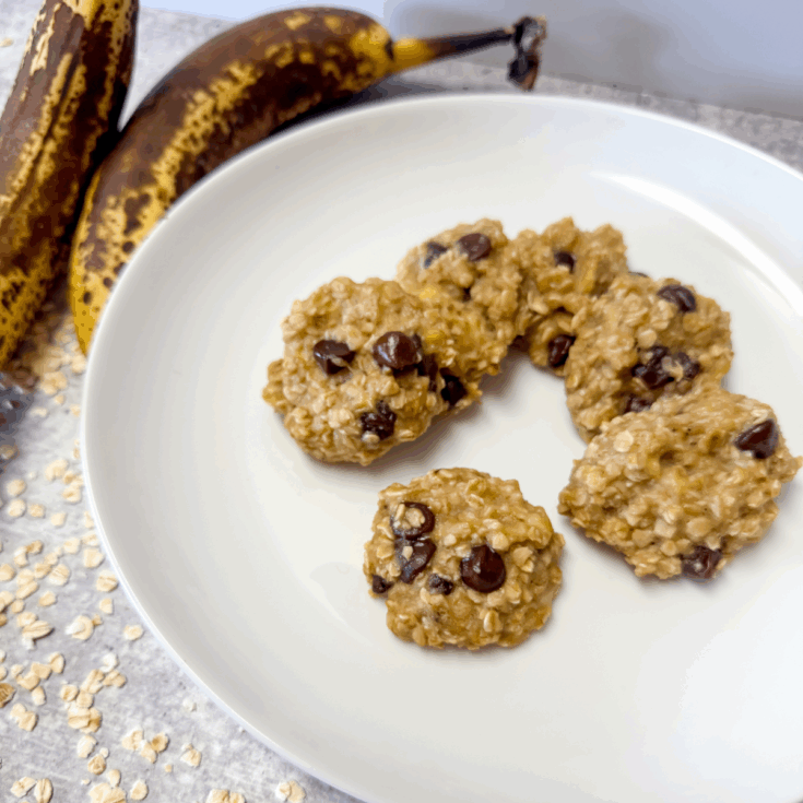 banana dark chocolate cookies on a plate