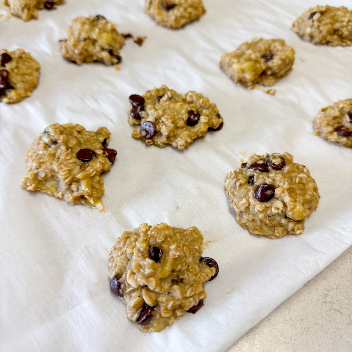 oatmeal banana cookies on parchment paper